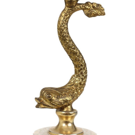 Image 1 of Vintage Brass Table Lamp Mythical Dolphin 45cm