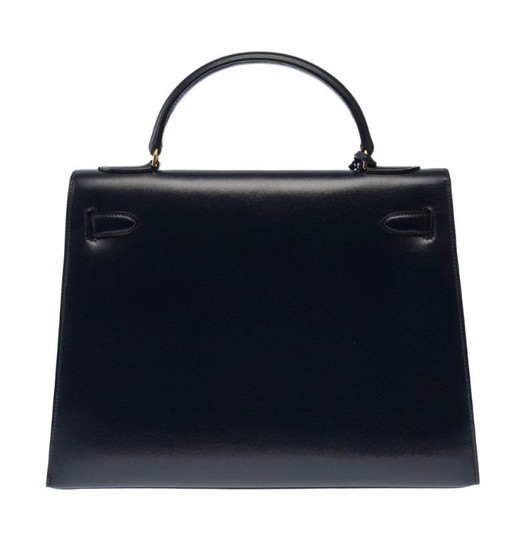 Sac HERMES Kelly 32 en Cuir Bleu Marine - 103411