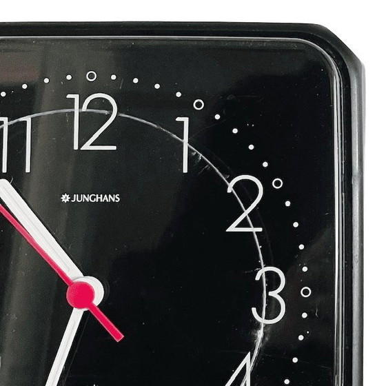 Image 1 of Vintage Junghans kitchen clock retro wall clock W 738 black 1980s