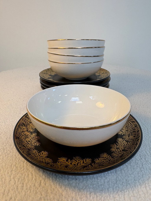 Narumi Cuenco de Sopa & Platos de Postre con Decoración Navideña