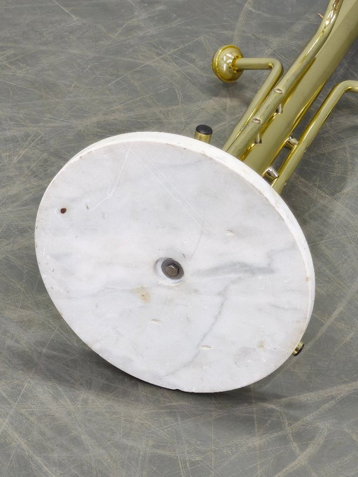 Appendiabiti italiano in ottone placcato con base in marmo, anni '70
