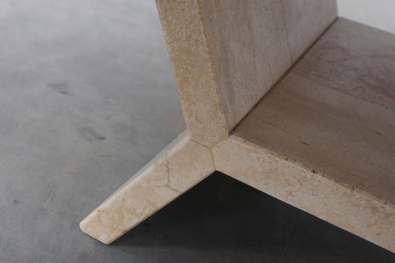 Image 1 of Café rectangular geométrico escultural de travertino, Italia Años 60