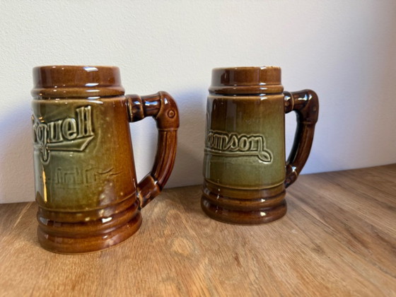 Bechyně Keramik-Bierkrug – Pilsner Urquell & Samson, Tschechoslowakei, 0,5L – Bechyne, Tafelgeschirr, Ceramic (photo 5 of 11)