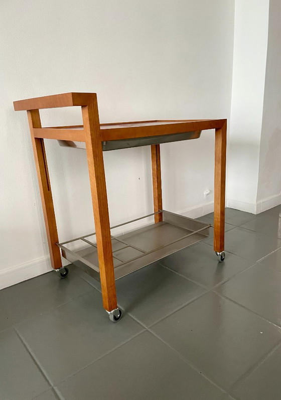Image 1 of Chariot de bar vintage au design scandinave avec glacière intégrée en métal