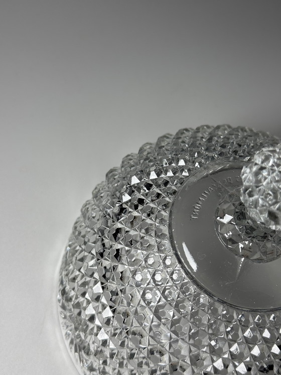 Image 1 of Campana para queso/mantequilla de vidrio prensado estilo Art Déco – Verreries de Scailmont, Bélgica, década de 1930
