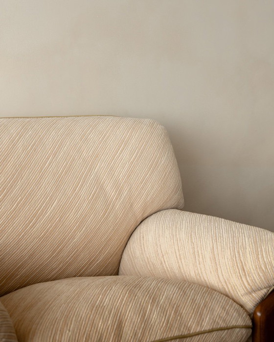 Sapporo Lounge Chairs by Mario Marenco for Mobil Girgi, 1970s, Armchairs, Textile, Wood, Brown (photo 9 of 24)