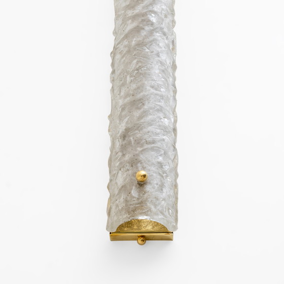 Image 1 of Paar moderne messing en Murano glazen "Scavo" wandlampen