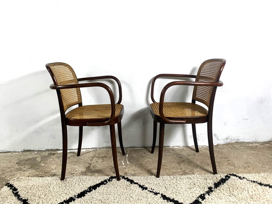 Image 1 of Chaises vintage A811 en rotin par Josef Hoffmann pour Thonet, années 1930, ensemble de 2