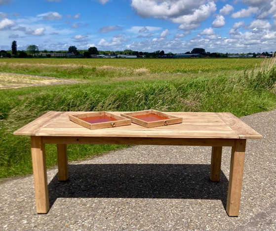 Image 1 of Robuuste zware teakhouten tuintafel 200x95
