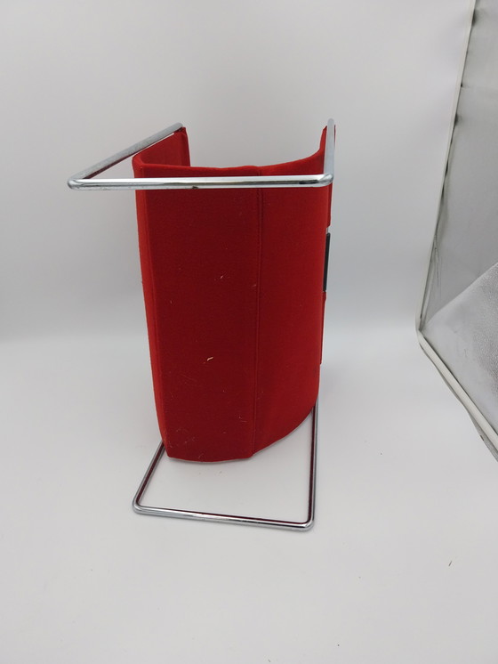 Image 1 of 1960er Brabantia Zeitschriftenständer, roter Stoff