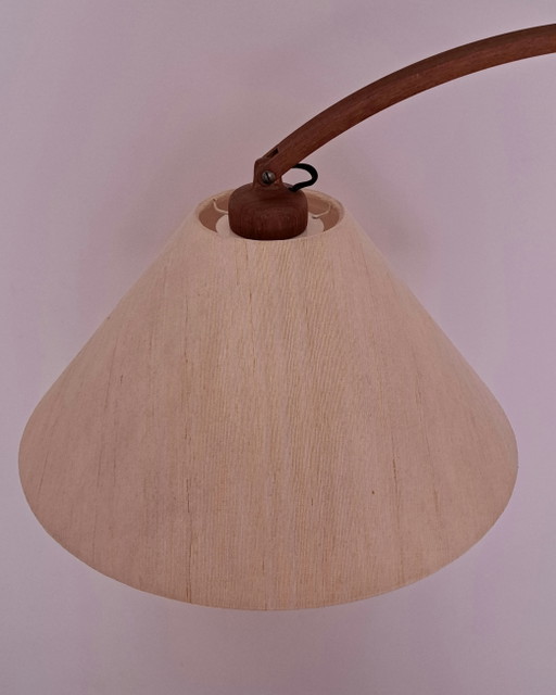 Vintage Domus Teak Floor Lamp 1970s – Adjustable Mid Century Scandinavian Arc Floor Lamp