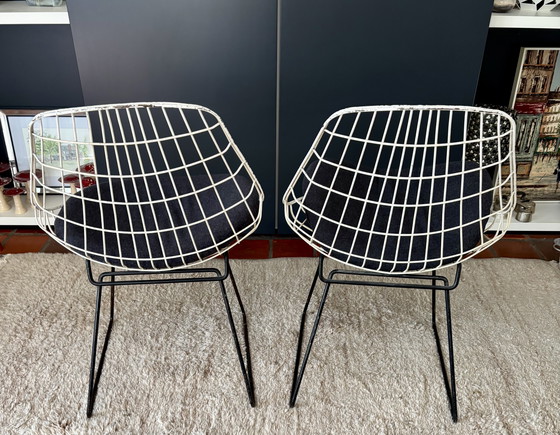 Image 1 of 2x draadstoel met kussens SM05 Cees Braakman voor Pastoe