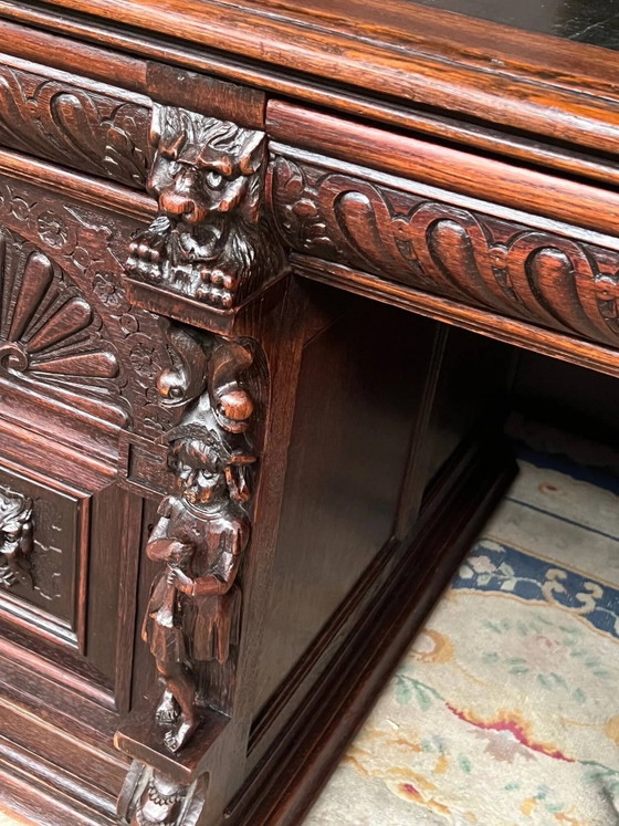 Scrivania antica in stile rinascimentale. Legno massello di quercia. Francia. Fine XIX secolo. – Scrivanie (photo 8 of 11)