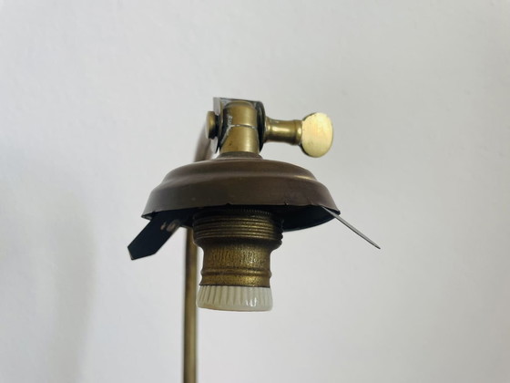 Image 1 of Elegant swan neck adjustable table lamp with marble base and glass tulip lampshade, 1960s