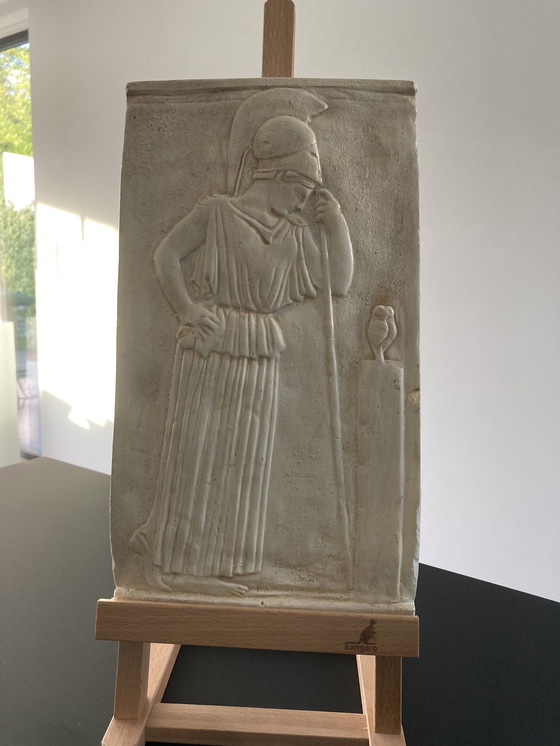 Image 1 of Bas-relief d'Athéna Minerve en deuil, copie en plâtre des années 1950