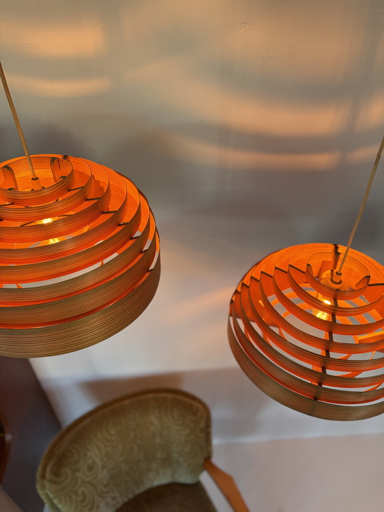 Image 1 of 2x lampade a sospensione vintage a stecche, Hans Agne Jakobsson '60