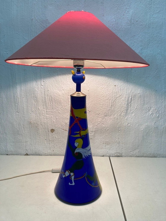 Image 1 of Lampada da tavolo in vetro dipinto di design Eisch anni '80-'90, firmata