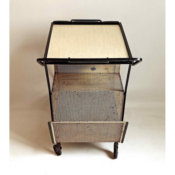 Image 1 of Vintage gele formica trolley van Mathieu Matégot, 1950