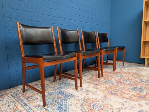 4x Chaises design danoises, conçues par Kai Lyngfeldt Larsen pour Søren Willadsen, années 1960