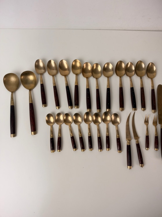 30-piece Vintage Danish Scandinavian Cutlery 1960 – Cutlery Sets, Gold, Wood (photo 2 of 10)