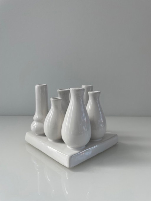 Design vase multiflower white ceramic