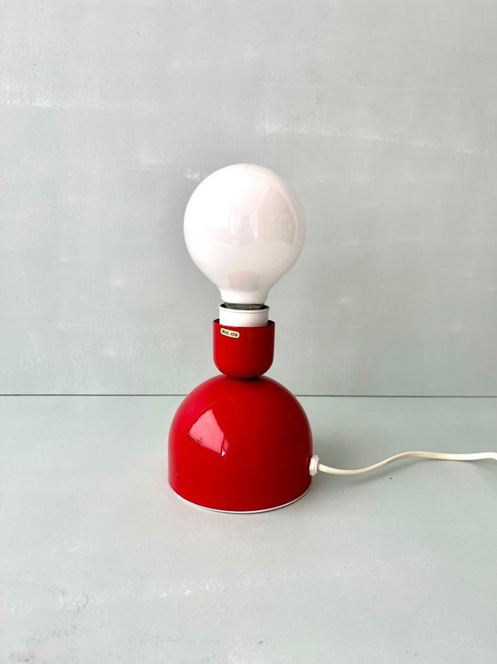 Image 1 of Norlys Lamp, postmodern, Denmark, vintage, 70s, 80s, red, Danish design light