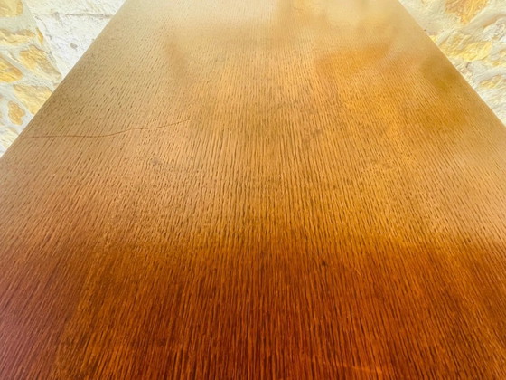 Image 1 of Librería de roble de mediados de siglo, con puertas correderas de cristal, década de 1960