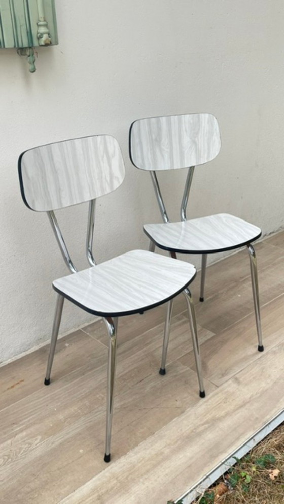 Coppia di sedie vintage in formica – Sedie da pranzo, Metal (photo 11 of 29)