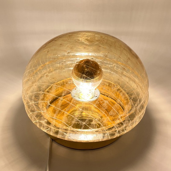 Image 1 of Vintage wand- en plafondlamp in Space Age-stijl met amberkleurig glas, circa jaren 70.