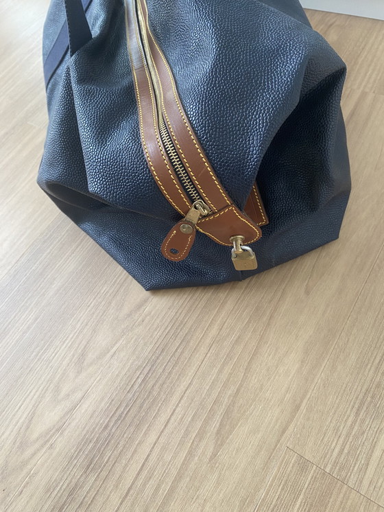 Image 1 of Mulberry Weekend tas blauw met bruin leer afgezet 75 br 49 h nieuw