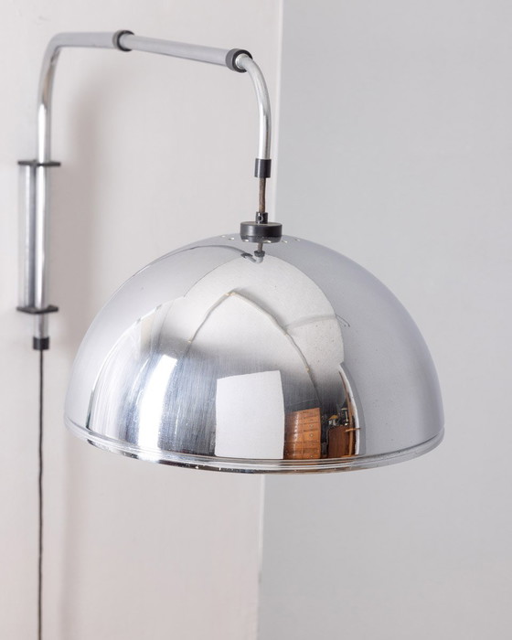 Image 1 of Verstelbare Wandlamp Vintage 70s Chroom Metaal Italiaans Design