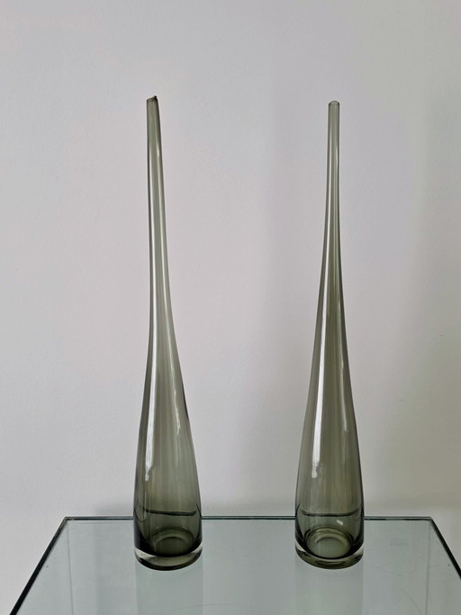 2x Bengt Orup for Johansfors Glasbruk, Vases/Objects, Hand-blown