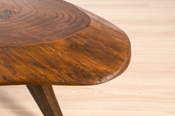 Brutalist Solid Oak Slab Coffee Table, Central Europe, 1960s–1970s – Wood (photo 8 of 9)