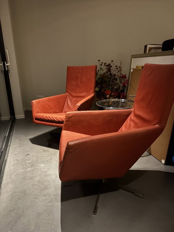 Image 1 of 2 sedie in pelle rossa di Label Gerard van den Berg