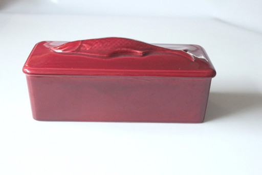 Fish pot Herring pot Matjestopf ceramic bordeaux-red - Vintage
