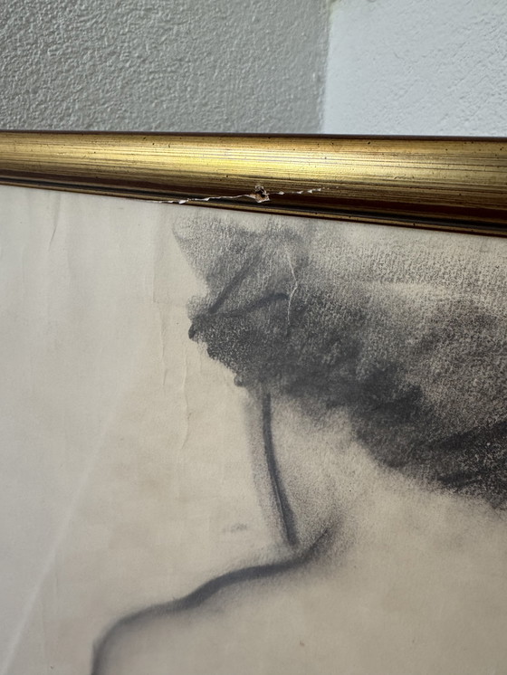 Image 1 of Large Nude Charcoal Painting André Jaoul