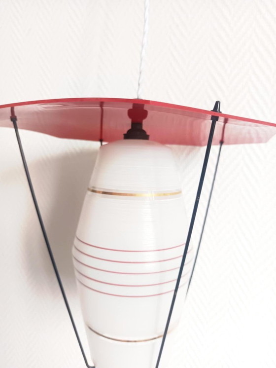 Image 1 of Lampada a sospensione vintage in vetro e plexiglas, anni '60