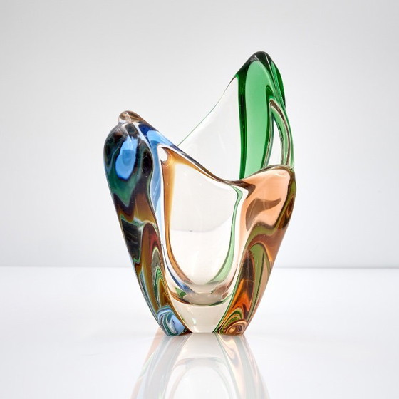 Image 1 of Vintage veelkleurige glazen vaas van František Zemek uit de Rhapsody-collectie