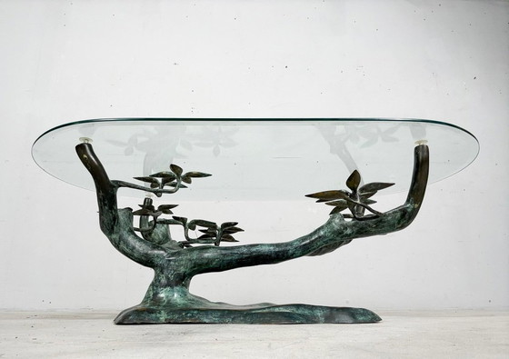 Image 1 of Tavolino da caffè in stile Hollywood Regency con bonsai, di Willy Daro, Belgio, anni '70.