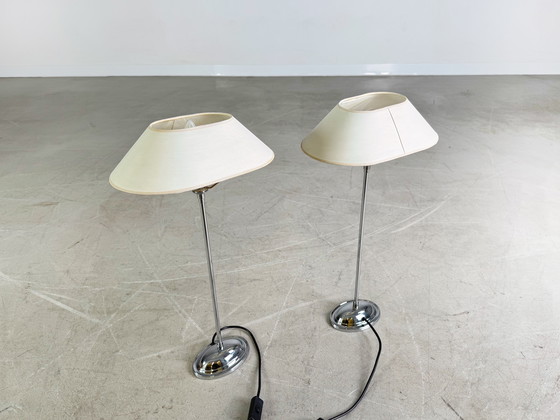 Image 1 of Set di 2 lampade cromate lampada da tavolo stile antico lampada da terra vintage
