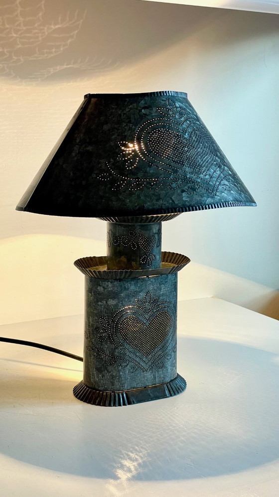 Image 1 of Vintage Zinc Heart Lamp