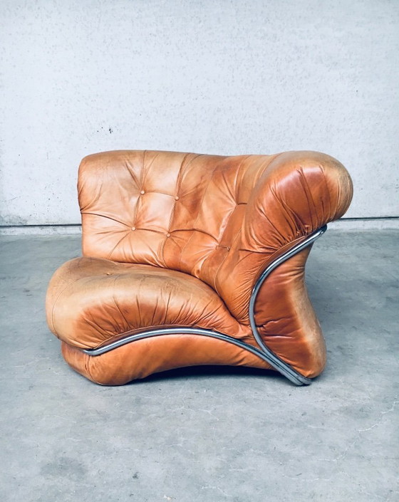 Image 1 of Midcentury Modern Italian Design 'COROLLA' Leather Sectional Sofa by I.P.E. Italy 1970's