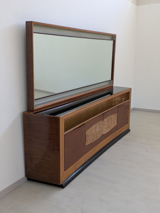 Image 1 of Dassi - Vittorio Dassi - Sideboard with mirror - Crystal, Wood, Brass - Sideboard with mirror