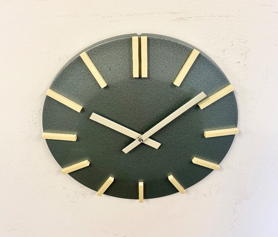 Image 1 of Grey Industrial Office Wall Clock from Pragotron, 1970s