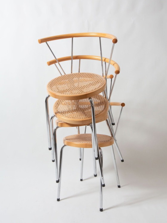 Image 1 of Sedie in rattan con cromature, nello stile di Cesca