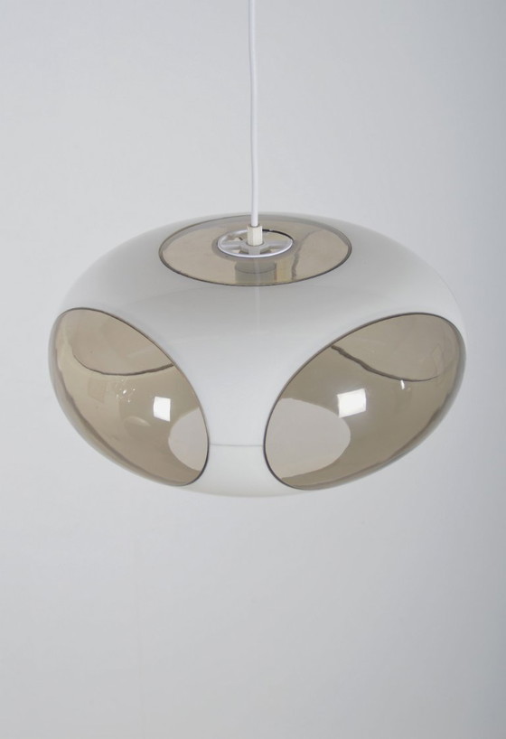 Image 1 of Space age UFO pendant lamp 'Bug Eye' (white) by Massive, 1970s