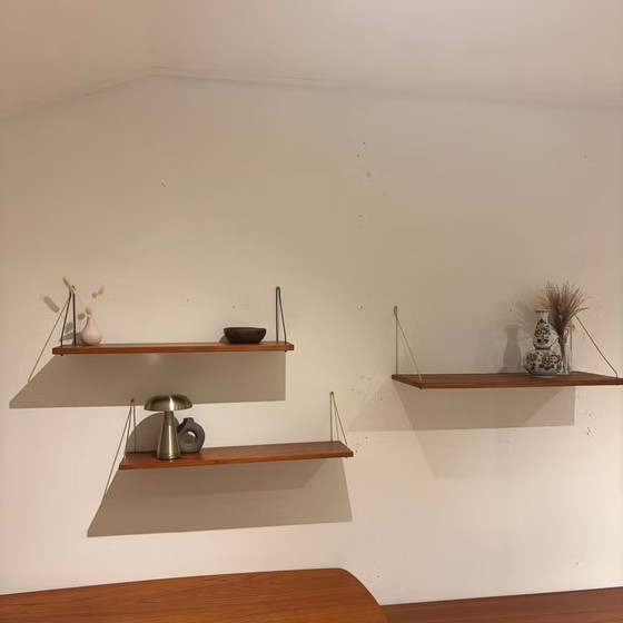 Vintage Danish 1960s Teak Wall Shelves – Shelving unit, Metal, Brass, Mid Century Modern (photo 3 of 15)