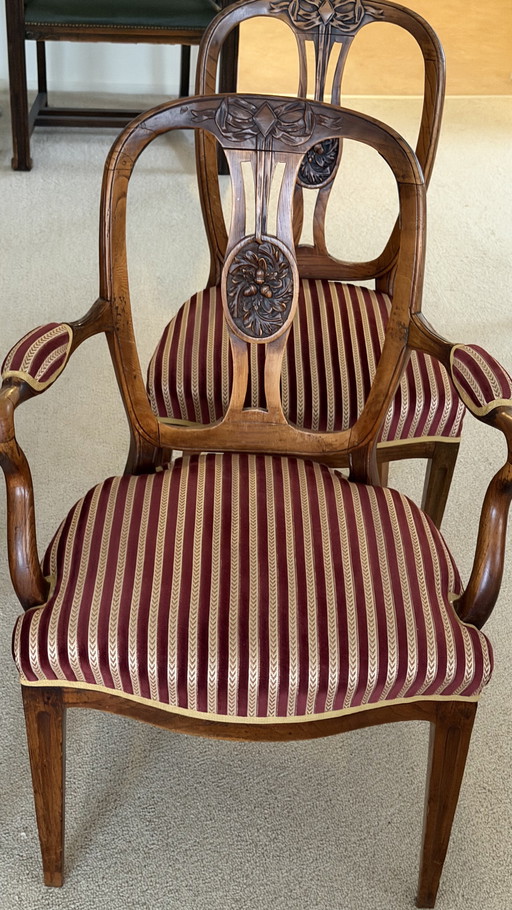 Set di 5 sedie antiche in olmo Luigi XVI (circa 1800)