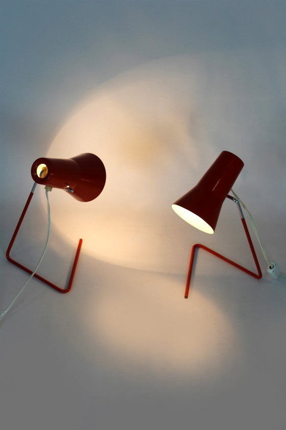 Image 1 of Red Table Lamps by Josef Hurka for Drupol, 1960s, Set of 2