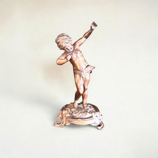 Zeldzaamheid! Art Nouveau brons van Farbel Jüngling 1900-1920 gesigneerd en gestempeld door de gieterij
